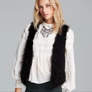 Free People Black Shag Vest